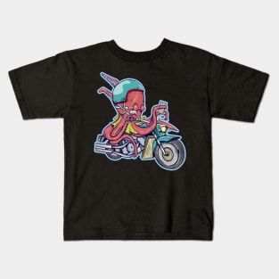 Octopus riding a motorcylce Kids T-Shirt